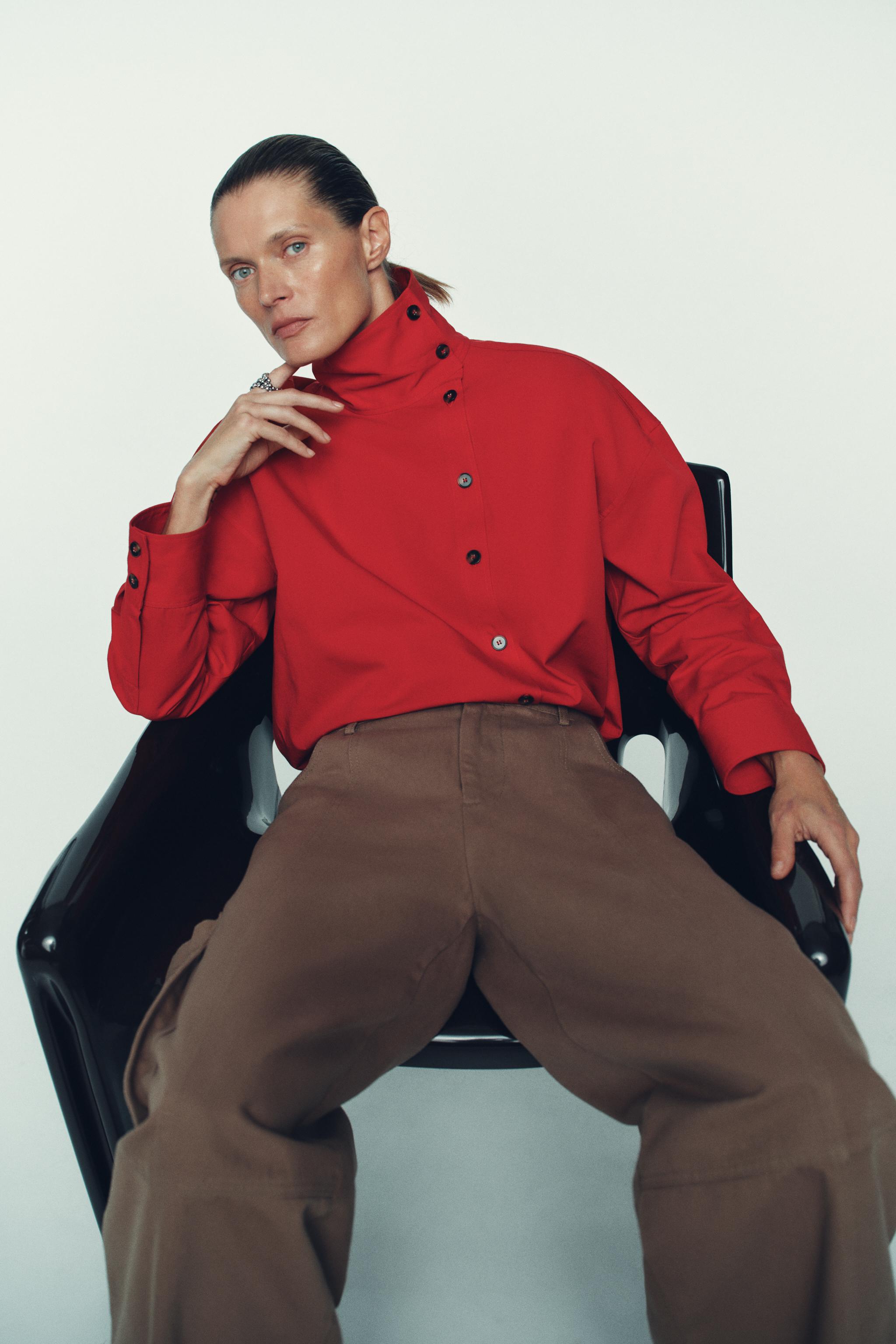 HIGH COLLAR WRAP SHIRT